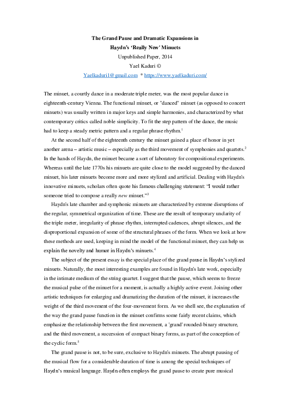 (PDF) The Grand Pause and Dramatic Expansions in Haydn's 'Really New ...