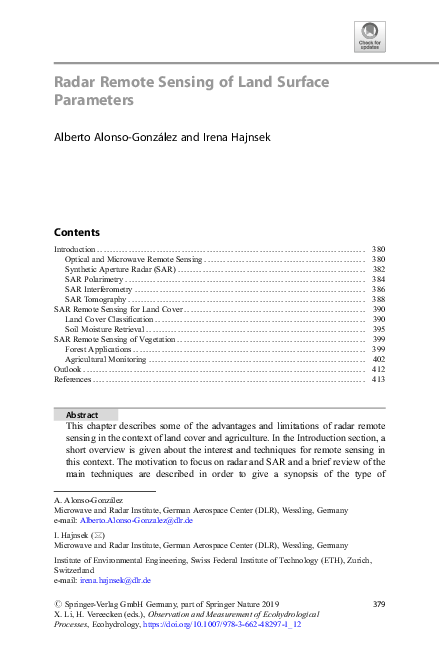 (PDF) Radar Remote Sensing of Land Surface Parameters