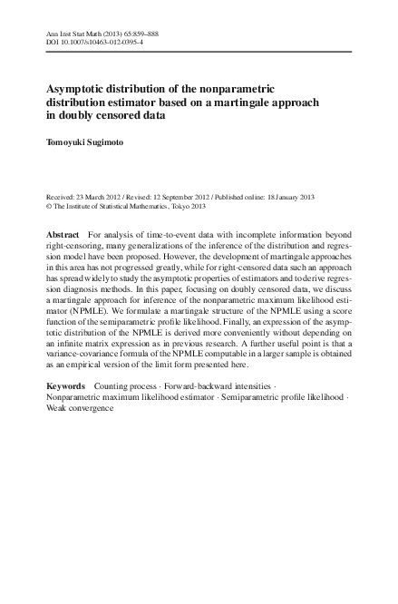 (PDF) Asymptotic distribution of the nonparametric distribution ...