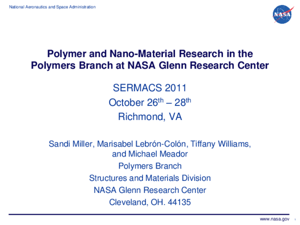 (PDF) Polymer and Nano-Material Research in the Polymers Branch at NASA ...