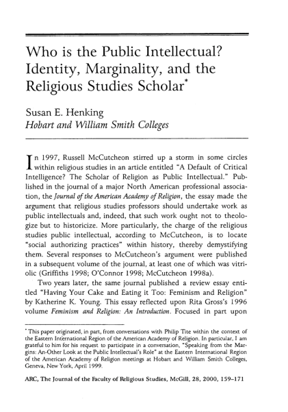 (PDF) Who is the Public Intellectual?