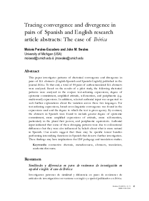(PDF) Tracing convergence and divergence in pairs of Spanish and ...