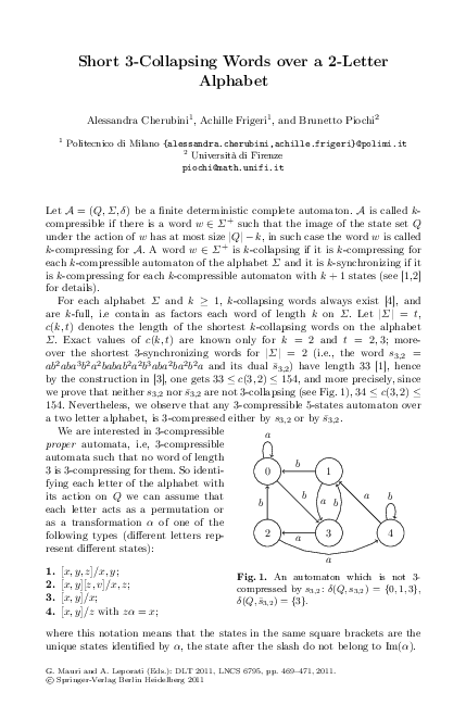 (PDF) Short 3-Collapsing Words over a 2-Letter Alphabet