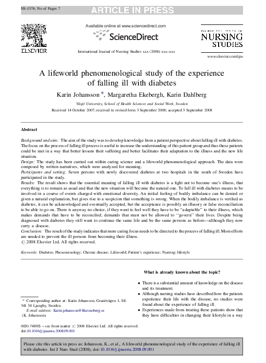 (PDF) A lifeworld phenomenological study of the experience of falling ...