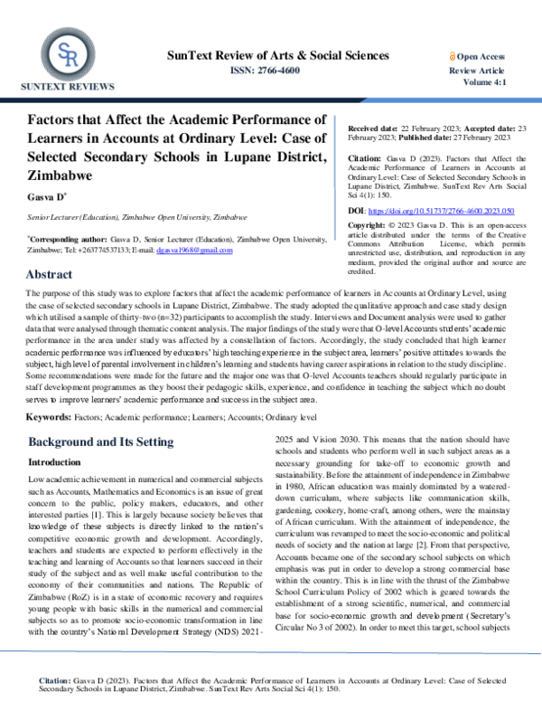 (PDF) Factors that Affect the Academic Performance of Learners in ...