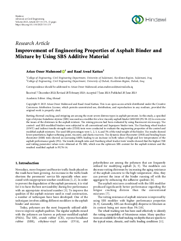 (PDF) Improvement of Engineering Properties of Asphalt Binder and ...