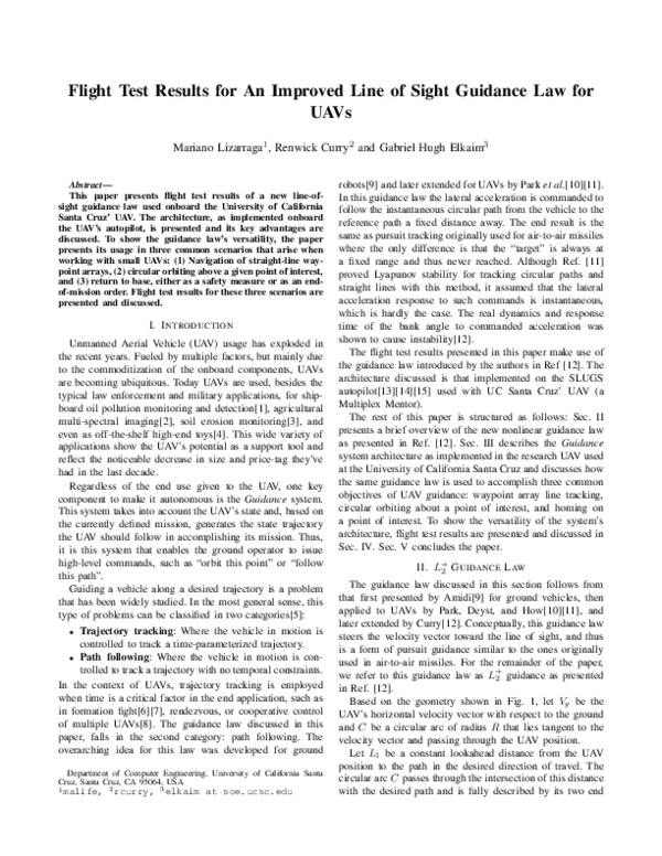 (PDF) Flight test results for an improved line of sight guidance law ...