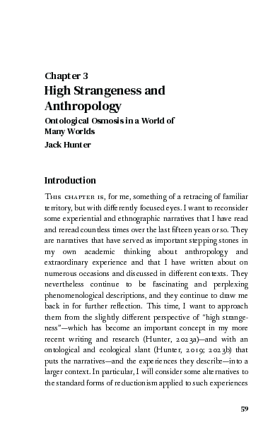 (PDF) High Strangeness and Anthropology: Ontological Osmosis in a World ...