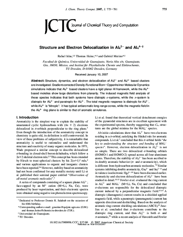 (PDF) Structure and Electron Delocalization in Al42- and Al44