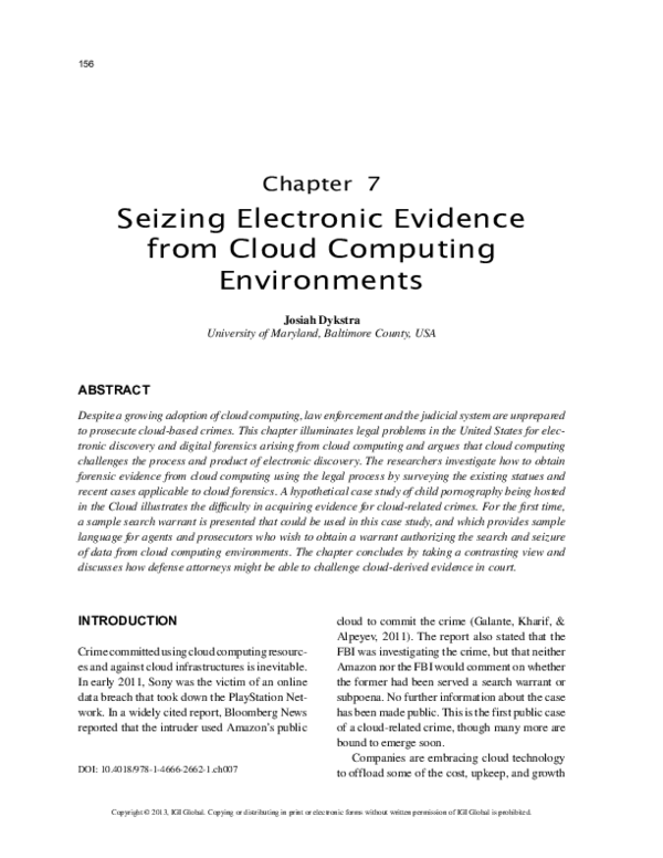 Seizing Electronic Evidence from Cloud Computing Environments