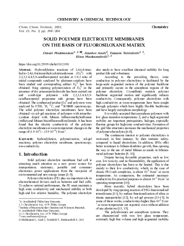 (PDF) SOLID POLYMER ELECTROLYTE MEMBRANES ON THE BASIS OF ...