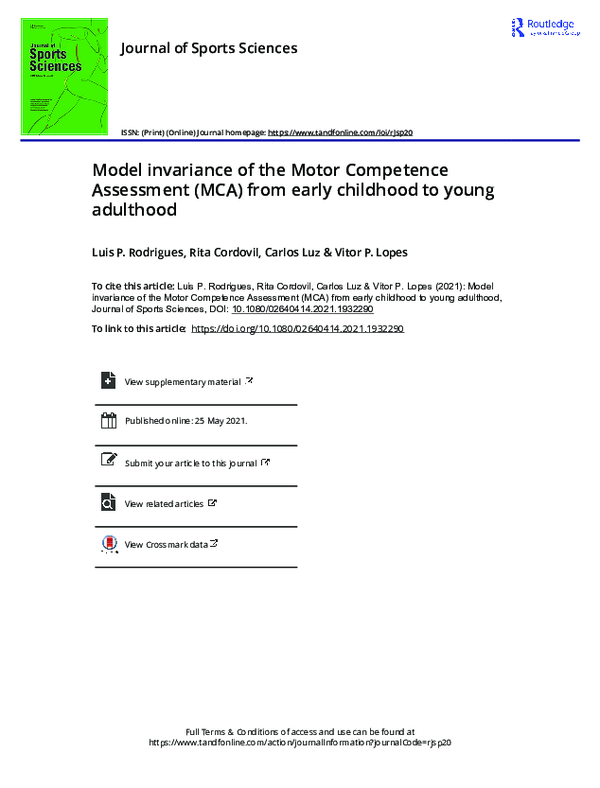 (PDF) Model invariance of the Motor Competence Assessment (MCA) from ...