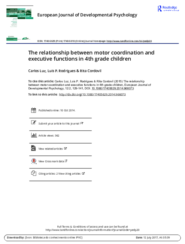 (PDF) The relationship between motor coordination and executive ...