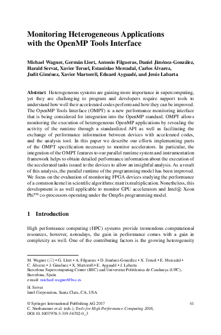 (PDF) Monitoring Heterogeneous Applications with the OpenMP Tools Interface