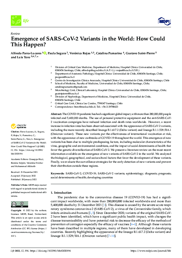 (PDF) Emergence of SARS-CoV-2 Variants in the World: How Could This ...