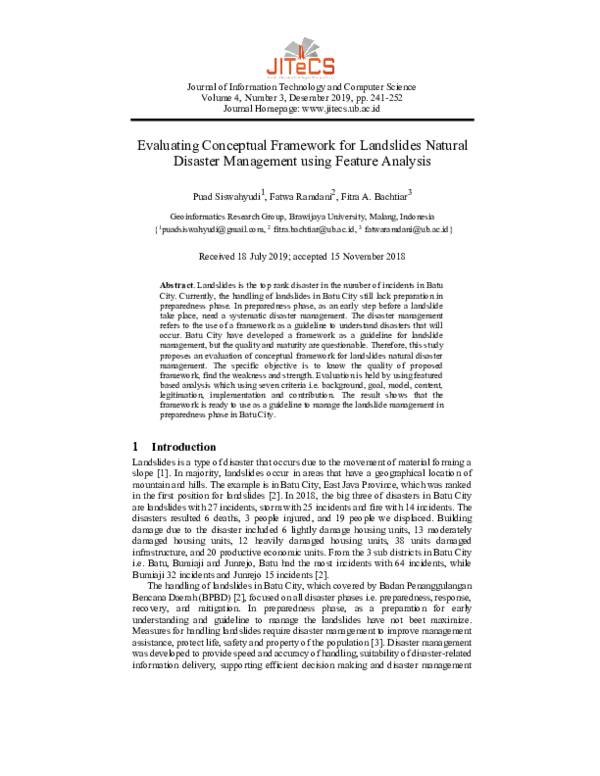 (PDF) Evaluating Conceptual Framework for Landslides Natural Disaster ...