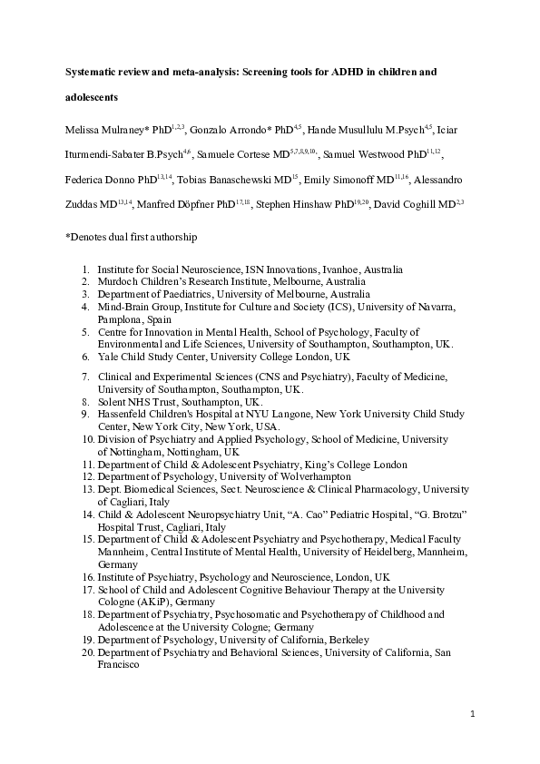 (DOC) Systematic Review and Meta-analysis: Screening Tools for ...
