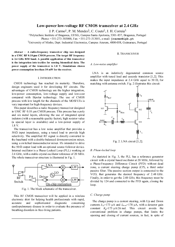 (PDF) Low-Power Low-Voltage RF CMOS Transceiver at 2.4 GHz