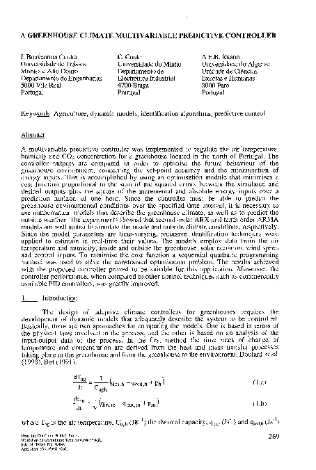 (PDF) A Greenhouse Climate Multivariable Predictive Controller