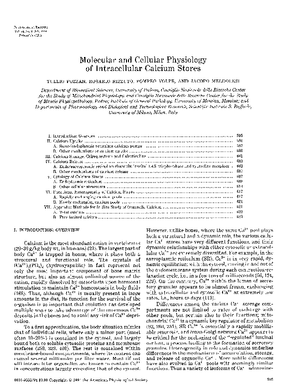 (PDF) Molecular and cellular physiology of intracellular calcium stores