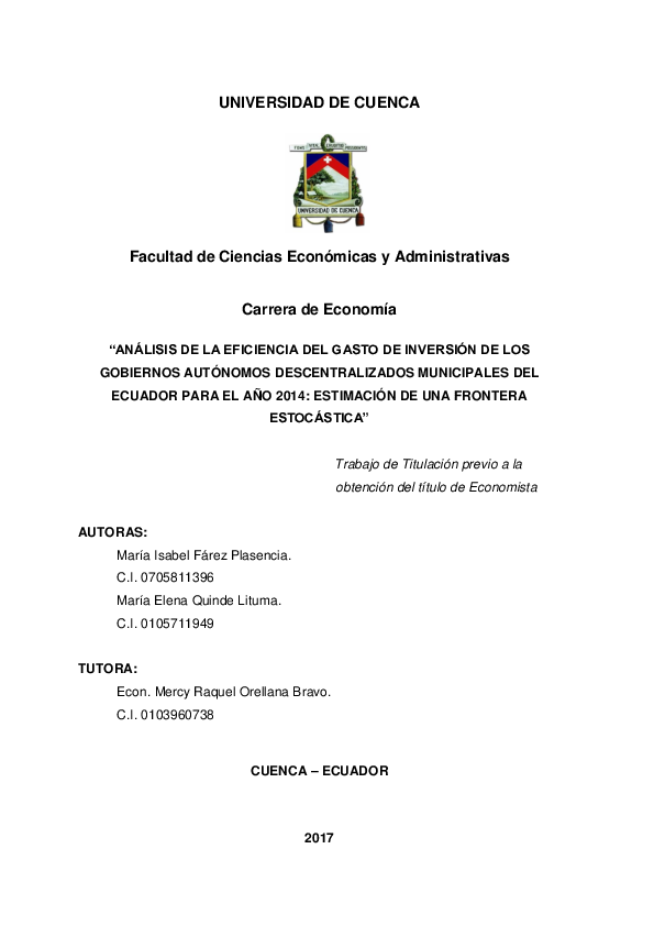(PDF) Análisis de la eficiencia del gasto de inversión de los gobiernos ...