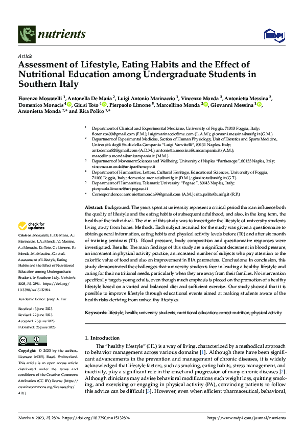 (PDF) Assessment of Lifestyle, Eating Habits and the Effect of ...