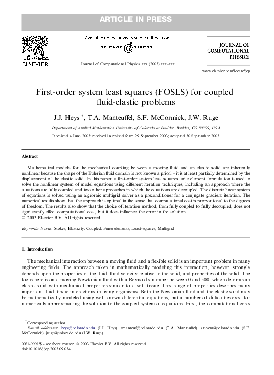 (PDF) First-order system least squares (FOSLS) for coupled fluid ...