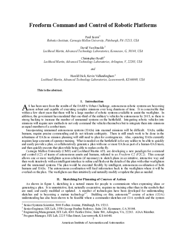 (PDF) Free-Form Command and Control of Robotic Platforms