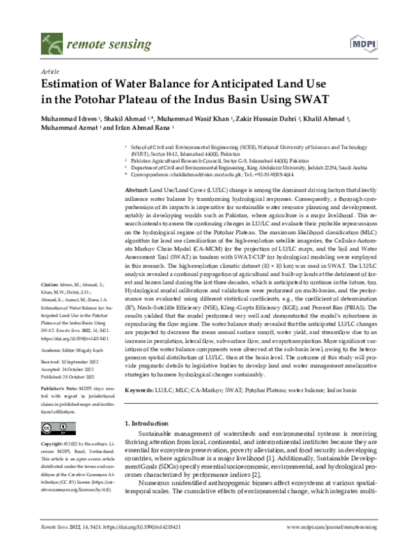 (PDF) Estimation of Water Balance for Anticipated Land Use in the ...