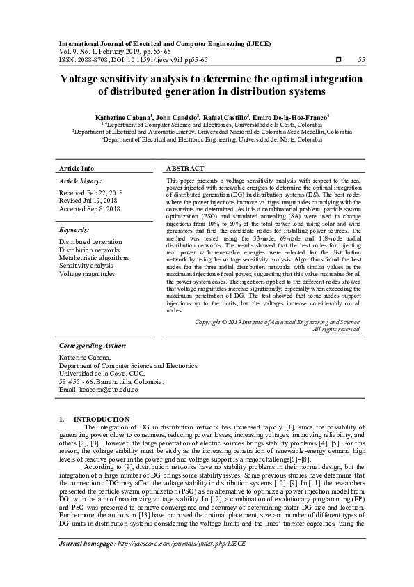 (PDF) Voltage sensitivity analysis to determine the optimal integration ...