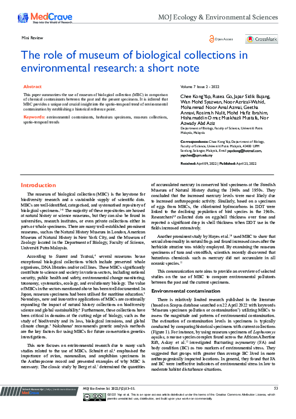 (PDF) The role of museum of biological collections in environmental ...