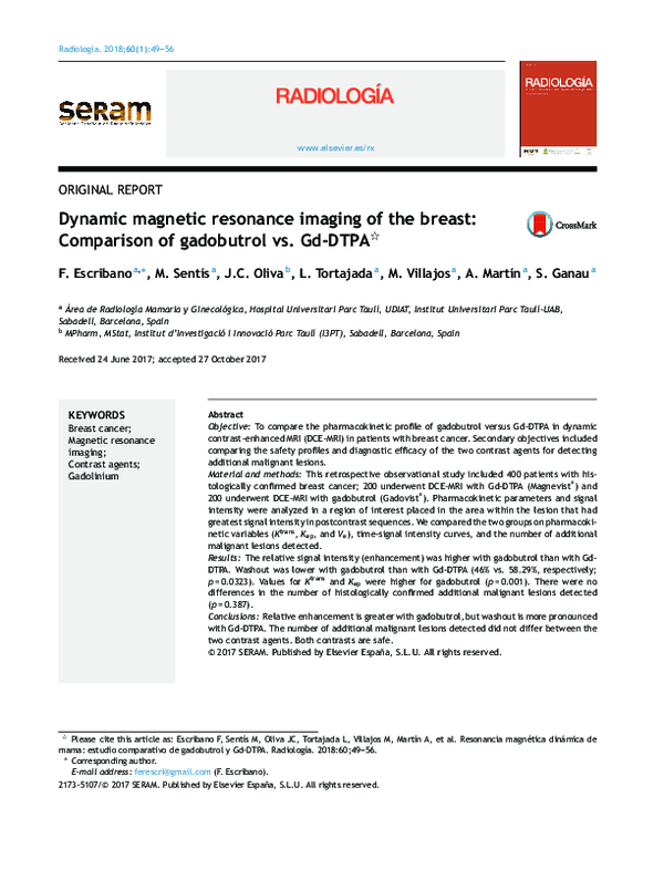 (PDF) Dynamic magnetic resonance imaging of the breast: Comparison of ...