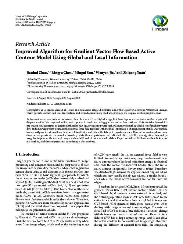 (PDF) Improved Algorithm for Gradient Vector Flow Based Active Contour ...