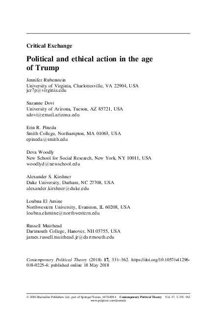 (PDF) Political and ethical action in the age of Trump