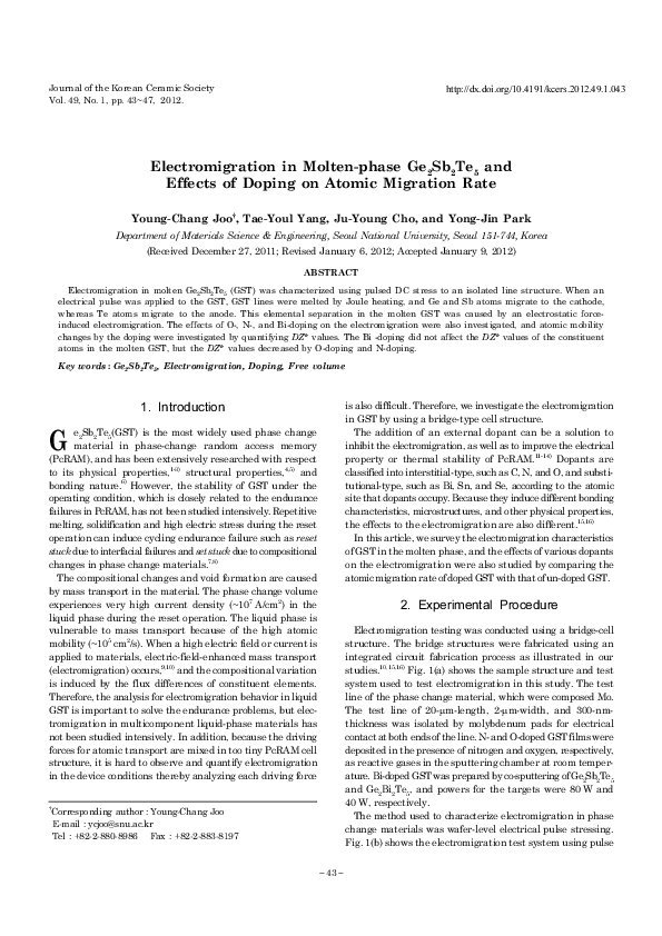 (PDF) Electromigration in Molten-phase Ge2Sb2Te5and Effects of Doping ...