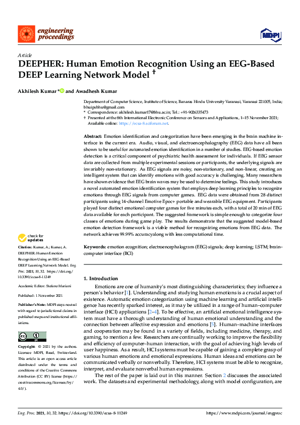 (PDF) DEEPHER: Human Emotion Recognition Using an EEG-Based DEEP ...