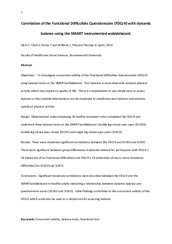 (PDF) Correlation of the functional difficulties questionnaire (FDQ-9 ...