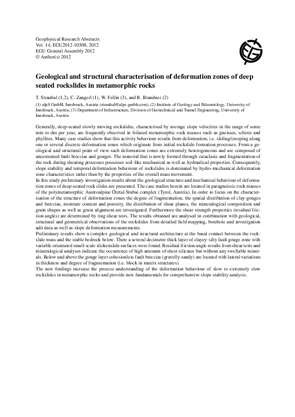 (PDF) Geological and structural characterisation of deformation zones ...