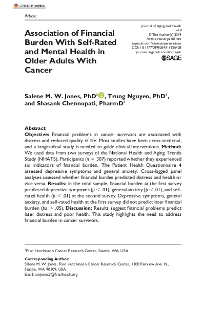 (PDF) Association of Financial Burden With Self-Rated and Mental Health ...