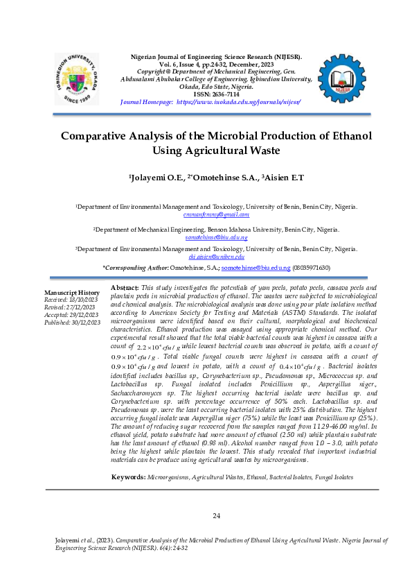 (PDF) Comparative Analysis of the Microbial Production of Ethanol Using ...