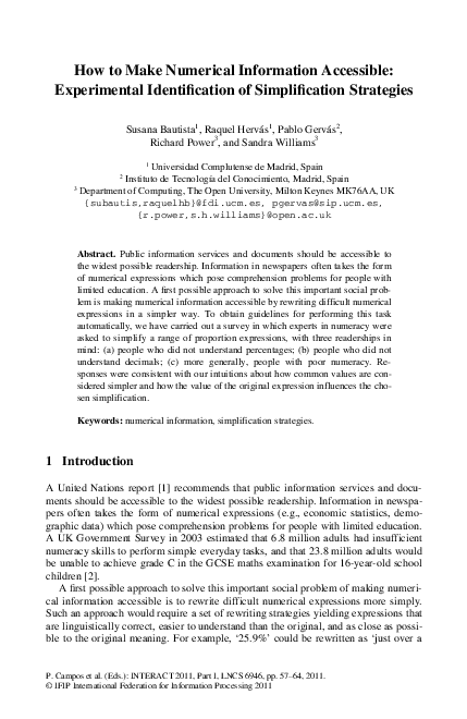 (PDF) How to Make Numerical Information Accessible: Experimental ...