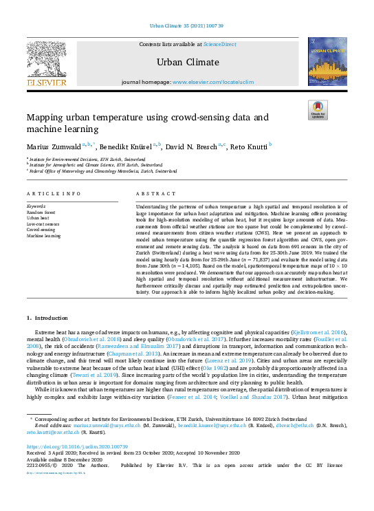 (PDF) Mapping urban temperature using crowd-sensing data and machine ...