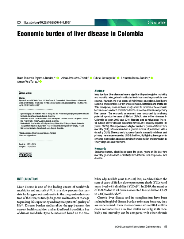 (PDF) Economic burden of liver disease in Colombia