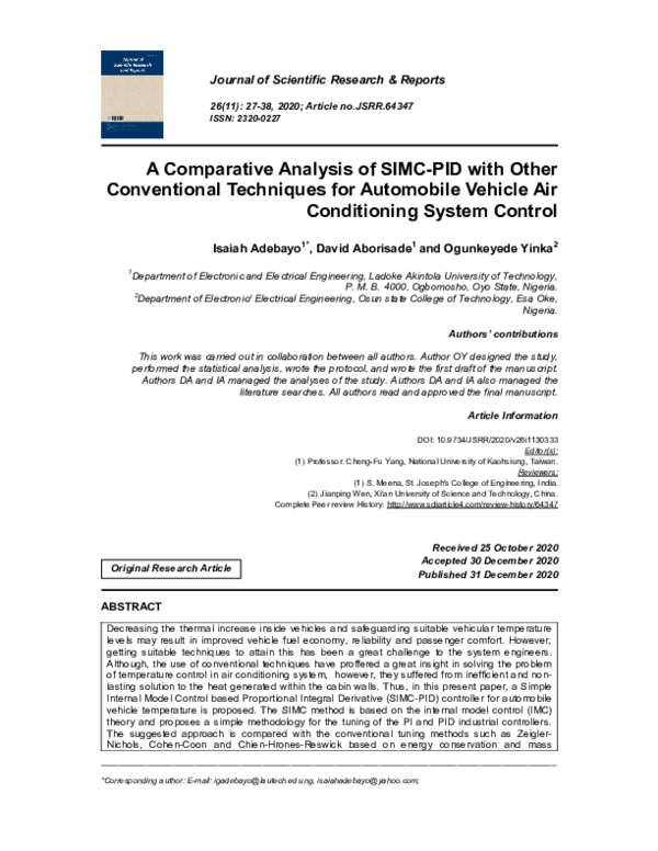 (PDF) A Comparative Analysis of SIMC-PID with Other Conventional ...
