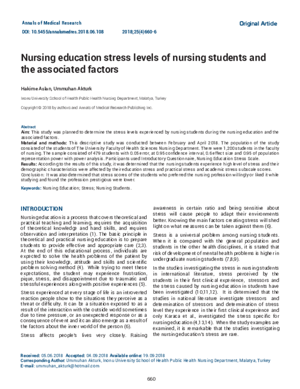(PDF) Nursing education stress levels of nursing students and the ...