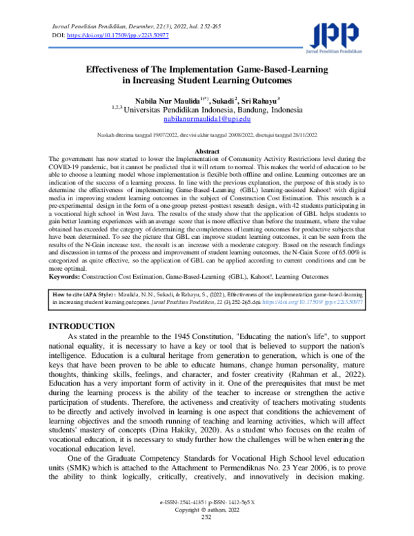 (PDF) Effectiveness of The Implementation Game-Based-Learning in ...