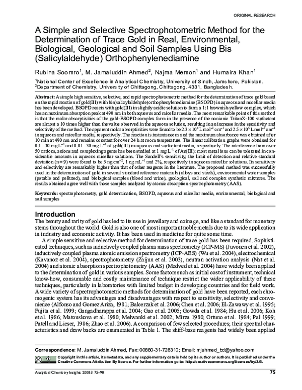 (PDF) A Simple and Selective Spectrophotometric Method for the ...