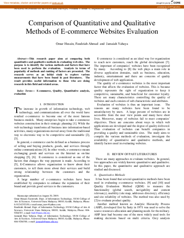 (PDF) Comparison of quantitative and qualitative methods of e-commerce ...