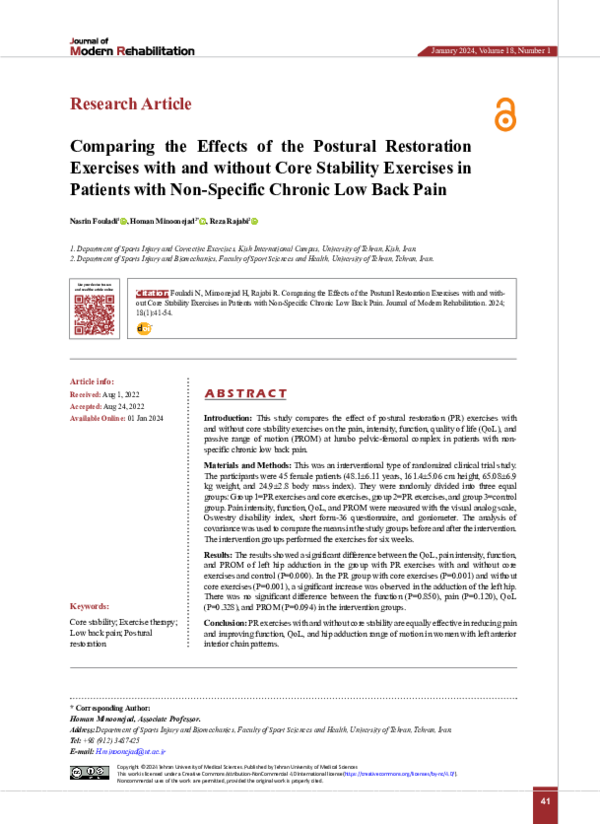 (PDF) Comparing the Effects of the Postural Restoration Exercises with ...