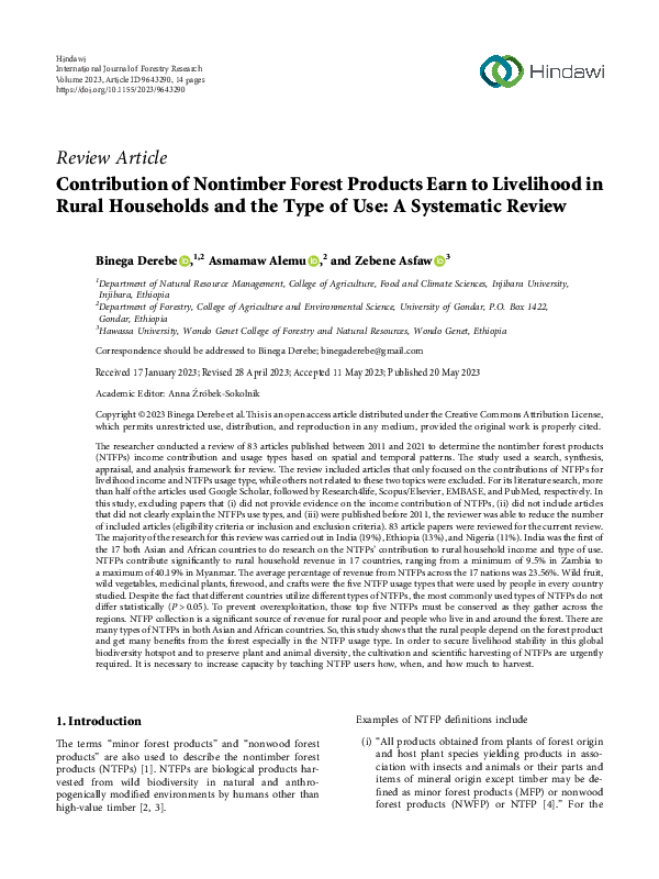 (PDF) Contribution of Nontimber Forest Products Earn to Livelihood in ...